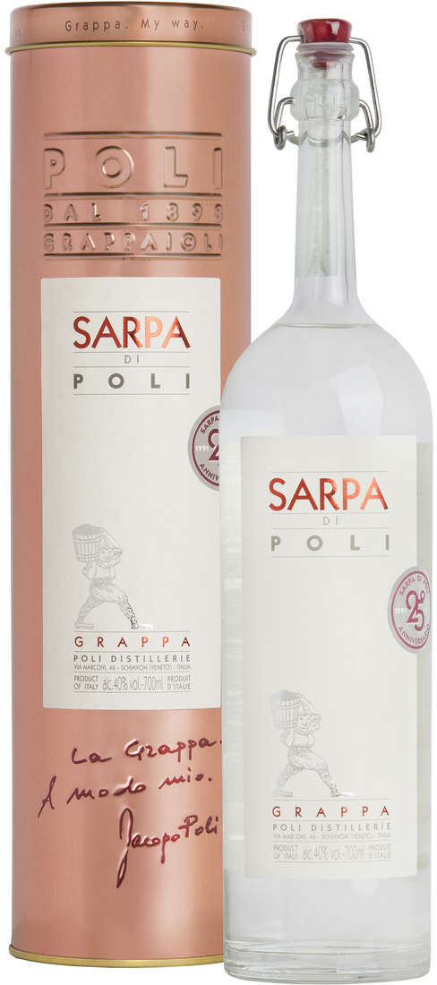 Grappa "sarpa di poli" di merlot e cabernet astucciata