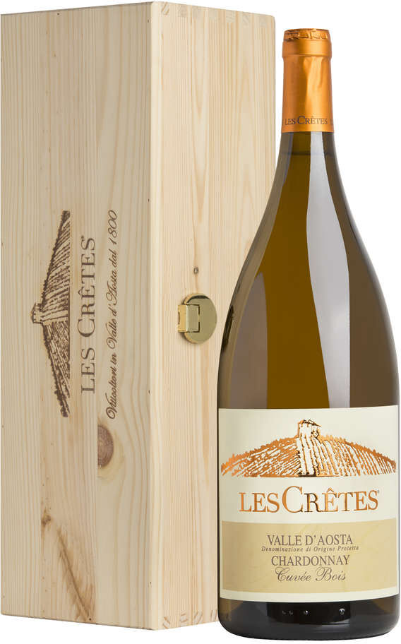 Les Cretes Magnum 1,5 litri chardonnay cuvée bois valle d’aosta dop in cassa legno