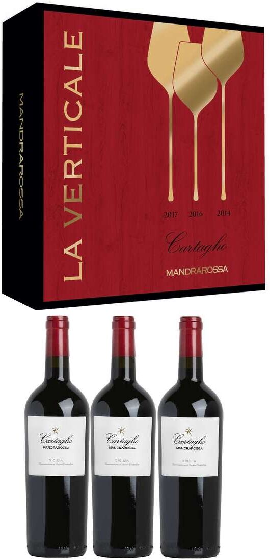 Mandrarossa Verticale nero d’avola "cartagho" doc 2014-2016-2017 in cassa legno