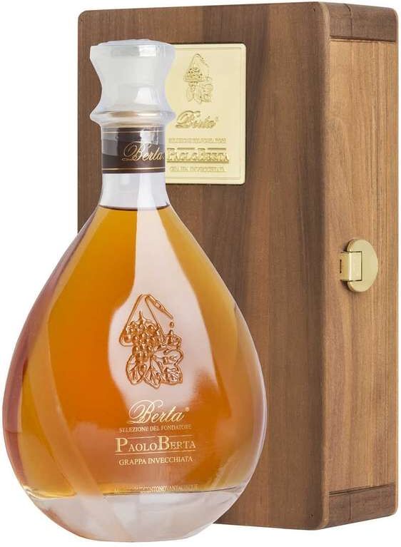 Grappa "selezione del fondatore" paolo berta millesimata in cassa legno