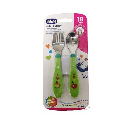 Chicco posate inox 18m+ verde