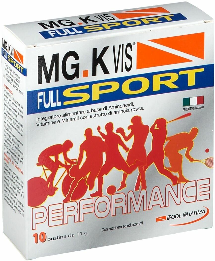 pool pharma srl mg.k vis full sport integratore dietetico per sportivi 10 bustine