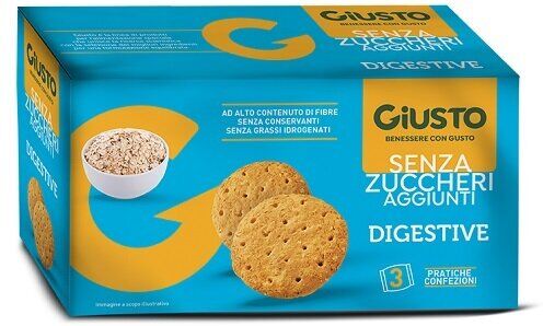 Farmafood srl Giusto Senza Zucchero Biscotti Digestive 3 Pezzi Da 75 G