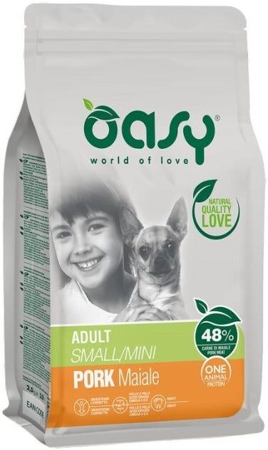 Wonderfood spa Oasy Adult One Protein Crocchette Al Maiale Per Cani Taglia Piccola Sacco 2,5 Kg