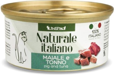 Unipro Naturale Italiano Cibo Umido Maiale E Tonno Per Gatti Adulti Scatoletta 85g