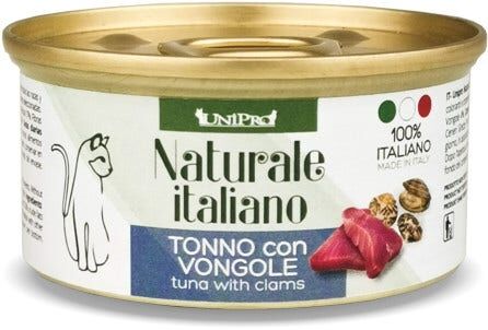 Unipro Naturale Italiano Cibo Umido Tonno Con Vongole Per Gatti Adulti Scatoletta 85g