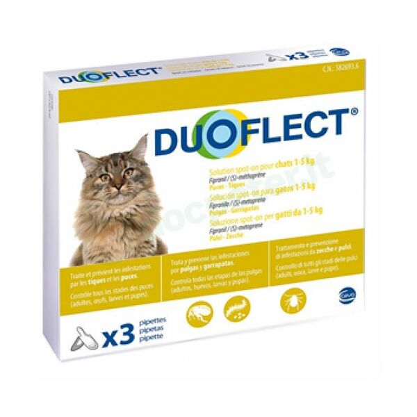 ceva salute animale spa duoflect spot-on antiparassitario gatti 1-5 kg 3 pipette monodose