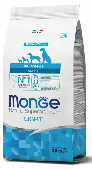Monge & c. spa Monge All Breeds Adult Light Salmone & Riso 2500 G
