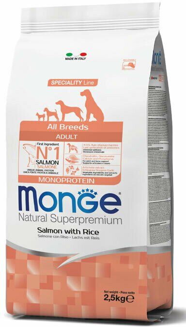 Monge & c. spa Monge All Breeds Adult Salmone & Riso 12000 G