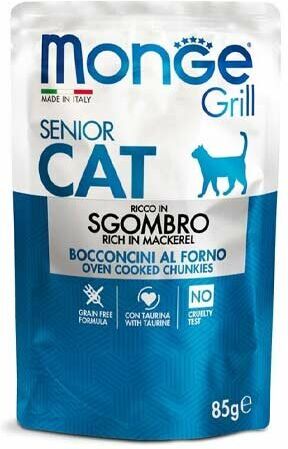 Monge & c. spa Monge Grill Senior Cibo Umido Per Gatti Adulti Allo Sgombro 85g