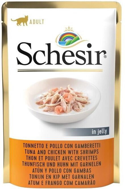 Agras delic spa Schesir Cat Tonno Pollo Gamberi 85g