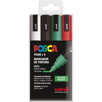OEM Posca Pc-5m Custodia De 4 Pennarelli De Vernice - Punta De Proiettile 1,8-2,5mm - Inchiostro A Base D'Acqua - Resistente A Il Luz - Colore Assortito OEM Posca Pc-5m Custodia De 4 Pennarelli De Vernice - Punta De Proiettile 1,8-2,5mm - Inchiostro A Base D'Acqua - Resistente A Il Luz - Colore Assortito