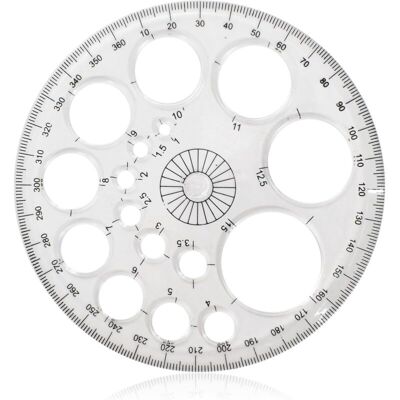 XISRENS Stencil Circolare, Normografo Rotondo, Modello Multifunzionale - Righello Di Misurazione In Plastica, Strumento Da Disegno Per Tutte Le Età XISRENS Stencil Circolare, Normografo Rotondo, Modello Multifunzionale - Righello Di Misurazione In Plastica, Strumento Da Disegno Per Tutte Le Età
