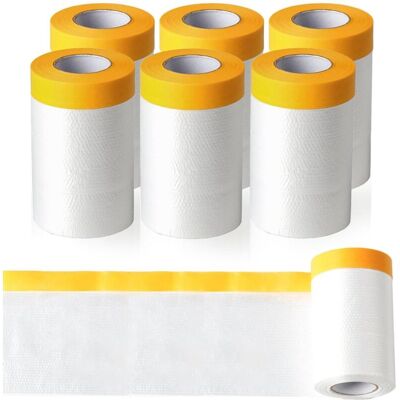 KEEMOTE 6 Rotoli Di Pellicola Mascherante Con Nastro Adesivo, Mascheratore Con Nastro Mascherante, Pellicola Trasparente Per Pittori, Per Mascheratura, Reco KEEMOTE 6 Rotoli Di Pellicola Mascherante Con Nastro Adesivo, Mascheratore Con Nastro Mascherante, Pellicola Trasparente Per Pittori, Per Mascheratura, Reco