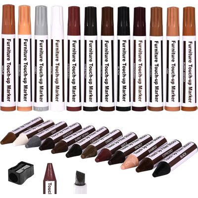 BEXTCOK Kit Di 25 Pennarelli Per Ritocchi Mobili – Per Rinnovare Il Legno – 12 Pennarelli A Punta Feltro E 12 Stick Di Cera – Riparazione Graffi Su Legno Duro E Teak BEXTCOK Kit Di 25 Pennarelli Per Ritocchi Mobili – Per Rinnovare Il Legno – 12 Pennarelli A Punta Feltro E 12 Stick Di Cera – Riparazione Graffi Su Legno Duro E Teak