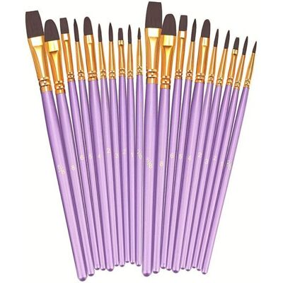 OEM Set Di 20 Pennelli In Nylon Per Artisti E Principianti, Adatti Per Colori Acrilici, Colori A Base D'Acqua, Acquerelli, Ecc. - Crezuo OEM Set Di 20 Pennelli In Nylon Per Artisti E Principianti, Adatti Per Colori Acrilici, Colori A Base D'Acqua, Acquerelli, Ecc. - Crezuo