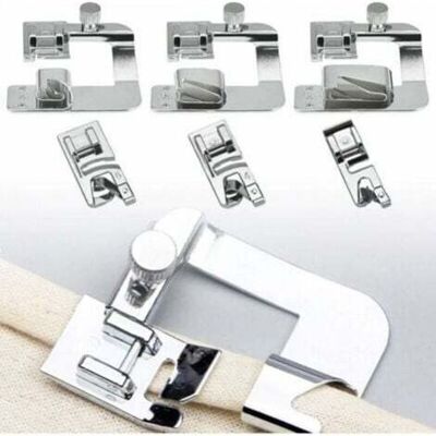 OEM Accessori Per Macchina Da Cucire, Set Da 6 Pezzi: Piedino Per Orlo Da 4/8" 13 Mm, 6/8" 19 Mm, 8/8" 25 Mm OEM Accessori Per Macchina Da Cucire, Set Da 6 Pezzi: Piedino Per Orlo Da 4/8" 13 Mm, 6/8" 19 Mm, 8/8" 25 Mm