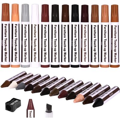 FULEADTURE Kit Da 25 Pezzi Per La Riparazione Di Mobili, Pennarelli E Cere In Stick Per Macchie, Graffi, Tavoli, Falegnami, Montanti Del Letto E Ritocchi FULEADTURE Kit Da 25 Pezzi Per La Riparazione Di Mobili, Pennarelli E Cere In Stick Per Macchie, Graffi, Tavoli, Falegnami, Montanti Del Letto E Ritocchi