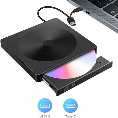 MINKUROW Unità Cd-dvd Esterna, Masterizzatore E Lettore Cd-rw/vcd-rw A Doppia Porta Usb 3.0 Tipo C, Trasferimento Dati Ultrasottile, A Basso Rumore E Ad Alta Velocità, Adatto Per Macbook, Laptop, Desk MINKUROW Unità Cd-dvd Esterna, Masterizzatore E Lettore Cd-rw/vcd-rw A Doppia Porta Usb 3.0 Tipo C, Trasferimento Dati Ultrasottile, A Basso Rumore E Ad Alta Velocità, Adatto Per Macbook, Laptop, Desk