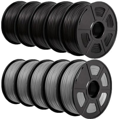 OEM Filamento Pla Plus, Diametro 1,75 Mm, Elevata Precisione Dimensionale, 5 Neri, 5 Grigi OEM Filamento Pla Plus, Diametro 1,75 Mm, Elevata Precisione Dimensionale, 5 Neri, 5 Grigi
