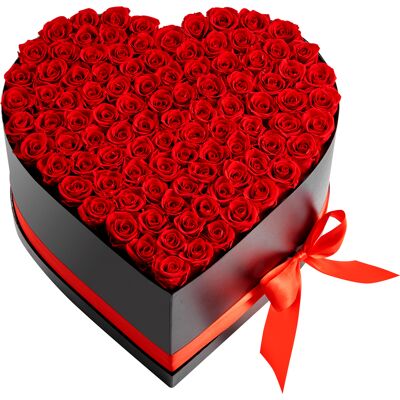 MOPHORN Fiori Secchi Ornamentali: 100 Rose Stabilizzate In Scatola A Forma Di Cuore, Bouquet Di Rose Durature, Rosa Vera Conservata, Ideale Per Anniversari, Natale, Rosso MOPHORN Fiori Secchi Ornamentali: 100 Rose Stabilizzate In Scatola A Forma Di Cuore, Bouquet Di Rose Durature, Rosa Vera Conservata, Ideale Per Anniversari, Natale, Rosso