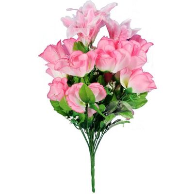 OEM Bouquet Di Fiori Artificiali Misti Di Rose E Gigli, Altezza 54 Cm, Colore Rosa Chiaro. OEM Bouquet Di Fiori Artificiali Misti Di Rose E Gigli, Altezza 54 Cm, Colore Rosa Chiaro.