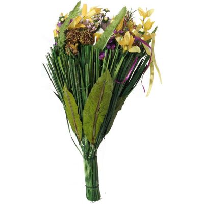 OEM Bouquet Decorativo Pasquale Con Fiori Secchi E Uova Nelle Tonalità Del Viola, Del Giallo E Del Verde. OEM Bouquet Decorativo Pasquale Con Fiori Secchi E Uova Nelle Tonalità Del Viola, Del Giallo E Del Verde.