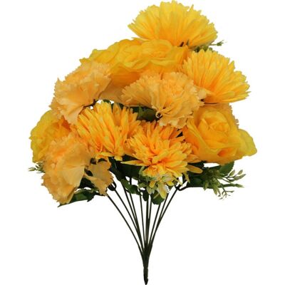 OEM Bouquet Di 12 Fiori Artificiali Misti: Rosa, Garofano, Crisantemo Giallo - Decorazione Per Ognissanti OEM Bouquet Di 12 Fiori Artificiali Misti: Rosa, Garofano, Crisantemo Giallo - Decorazione Per Ognissanti