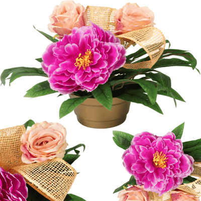 OEM Decorazione Della Lapide Con Peonie E Rose Rosa. OEM Decorazione Della Lapide Con Peonie E Rose Rosa.
