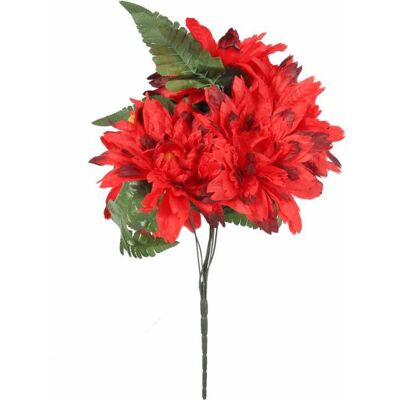 OEM Un Bouquet Di Fiori Artificiali: 7 Dalie Con L'Aggiunta Di Foglie Di Felce Rosse. OEM Un Bouquet Di Fiori Artificiali: 7 Dalie Con L'Aggiunta Di Foglie Di Felce Rosse.