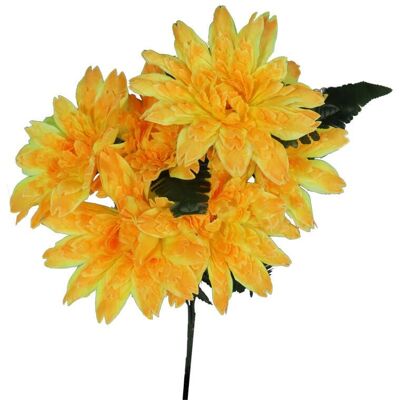 OEM Un Bouquet Di Fiori Artificiali, Composto Da 7 Dalie E Foglie Di Felce Gialle. OEM Un Bouquet Di Fiori Artificiali, Composto Da 7 Dalie E Foglie Di Felce Gialle.