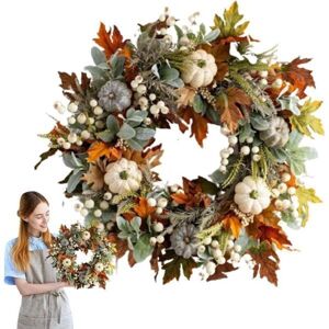 XISRENS Ghirlanda Autunnale Per Porta D'Ingresso, 45 Cm/18 Pollici Di Circonferenza, Decorazione Per Interni Per L'Ora. Ghirlande Autunnali Artificiali Con XISRENS Ghirlanda Autunnale Per Porta D'Ingresso, 45 Cm/18 Pollici Di Circonferenza, Decorazione Per Interni Per L'Ora. Ghirlande Autunnali Artificiali Con
