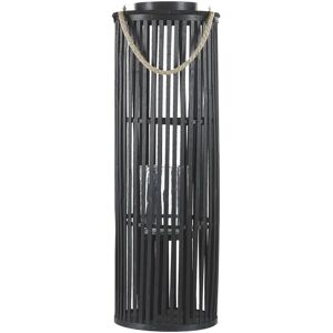 BELIANI Lanterna Nera In Legno E Vetro Per Interni Ed Esterni Altezza 80 Cm Luzon BELIANI Lanterna Nera In Legno E Vetro Per Interni Ed Esterni Altezza 80 Cm Luzon