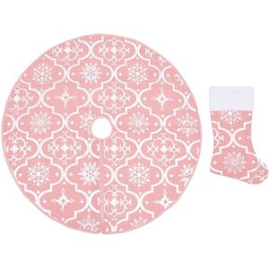 Gonna natalizia di lusso rosa vidaXL con calza - Base albero di Natale Gonna natalizia di lusso rosa vidaXL con calza - Base albero di Natale
