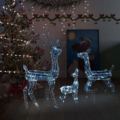 vidaXL Famiglia di renne in acrilico Decorazione Natalizia Bianco Freddo - Decorazione di Natale vidaXL Famiglia di renne in acrilico Decorazione Natalizia Bianco Freddo - Decorazione di Natale