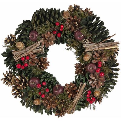 Corona di Natale Verde Coni di Pino Design Tradizionale Corona di Natale Verde Coni di Pino Design Tradizionale