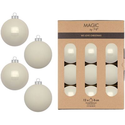 OEM Confezione 12 Palle In Vetro Bianco Mandorla Diametro 8 Cm OEM Confezione 12 Palle In Vetro Bianco Mandorla Diametro 8 Cm