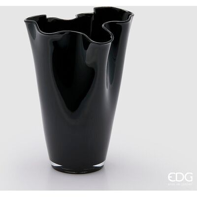 EDG Enzo De Gasperi Vaso Drappo Nida H 29 Cm Vetro Nero EDG Enzo De Gasperi Vaso Drappo Nida H 29 Cm Vetro Nero