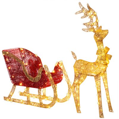 BAKAJI Renna Natalizia Con Slitta Luminosa Per Esterno 8 Funzioni Bianco Caldo Natale BAKAJI Renna Natalizia Con Slitta Luminosa Per Esterno 8 Funzioni Bianco Caldo Natale