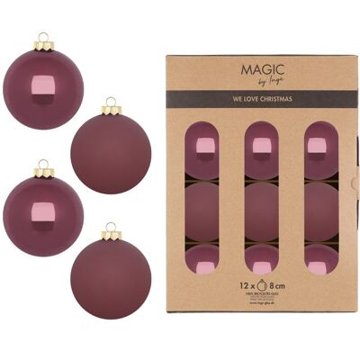 OEM Confezione 12 Palle In Vetro Rosa Antico Scuro Diametro 8 Cm OEM Confezione 12 Palle In Vetro Rosa Antico Scuro Diametro 8 Cm