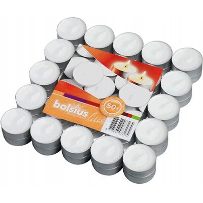 BOLSIUS Candele Tealight 50 Pezzi Bianche 3,5 Ore BOLSIUS Candele Tealight 50 Pezzi Bianche 3,5 Ore