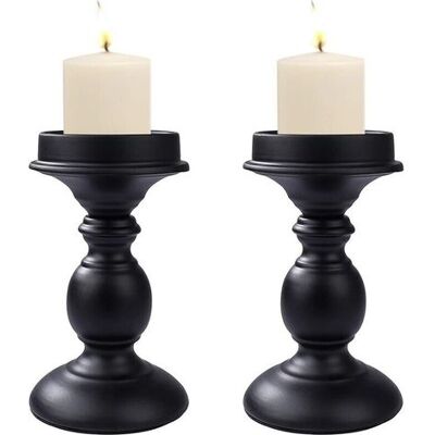 OEM Candelabri A Colonna In Metallo Nero, Set Da 2 Pezzi In Stile Retrò Per Decorazione Tavola, Matrimoni, Cene, Feste, Natale E Halloween (candela Non Inclusa). OEM Candelabri A Colonna In Metallo Nero, Set Da 2 Pezzi In Stile Retrò Per Decorazione Tavola, Matrimoni, Cene, Feste, Natale E Halloween (candela Non Inclusa).