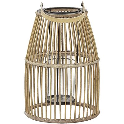 BELIANI - Lanterna Portacandele Beige In Legno Di Bambù 32 Cm Stile Boho Elegante Hoste BELIANI - Lanterna Portacandele Beige In Legno Di Bambù 32 Cm Stile Boho Elegante Hoste