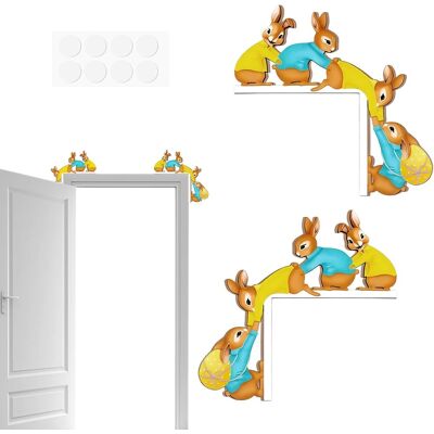 AULEDIO Decorazione Porta Pasqua Legno – Coniglio Divertente Lato Sinistro & Destro Per Porta, Finestra & Camino AULEDIO Decorazione Porta Pasqua Legno – Coniglio Divertente Lato Sinistro & Destro Per Porta, Finestra & Camino