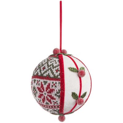BIZZOTTO Pallina "tayla" Per Albero Di Natale Bianca Con Dettagli Rossi E Verdi In Polistirolo E Poliestere Diametro 12 Cm X 13 H BIZZOTTO Pallina "tayla" Per Albero Di Natale Bianca Con Dettagli Rossi E Verdi In Polistirolo E Poliestere Diametro 12 Cm X 13 H