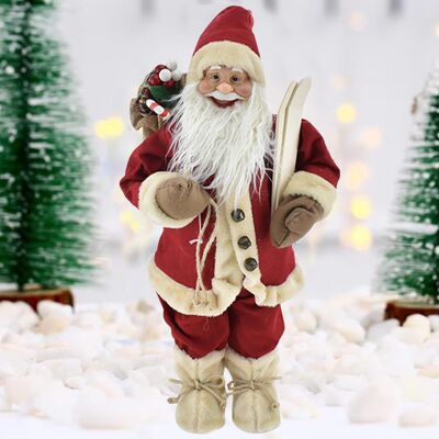 BAKAJI Statuina Babbo Natale Rosso Statuetta 40cm Vestiti In Tessuto Addobbo Natalizio BAKAJI Statuina Babbo Natale Rosso Statuetta 40cm Vestiti In Tessuto Addobbo Natalizio