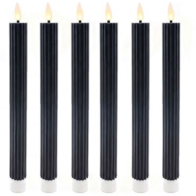RELAXDAYS Candele Led A Stelo, Set Da 6, Hxd: 25 X 2 Cm, Fiamma Tremolante, Vera Cera, Scanalate RELAXDAYS Candele Led A Stelo, Set Da 6, Hxd: 25 X 2 Cm, Fiamma Tremolante, Vera Cera, Scanalate