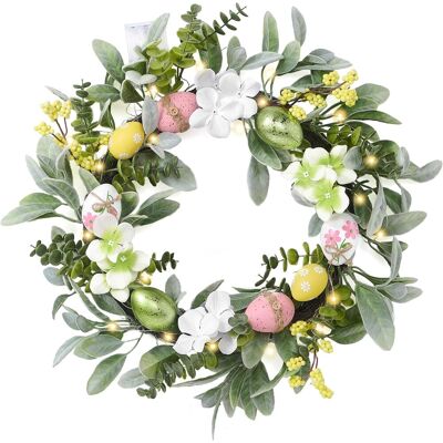 AULEDIO Corona Di Pasqua 45 Cm Per Porta D'Ingresso, Uova Pastello E Fiori Di Margherita, Decorazione Murale Per Interno Ed Esterno AULEDIO Corona Di Pasqua 45 Cm Per Porta D'Ingresso, Uova Pastello E Fiori Di Margherita, Decorazione Murale Per Interno Ed Esterno