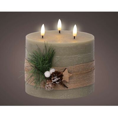 LUMINEO Led Candela - Decorazione Foglie Verde - Timer 230h - 15cm LUMINEO Led Candela - Decorazione Foglie Verde - Timer 230h - 15cm