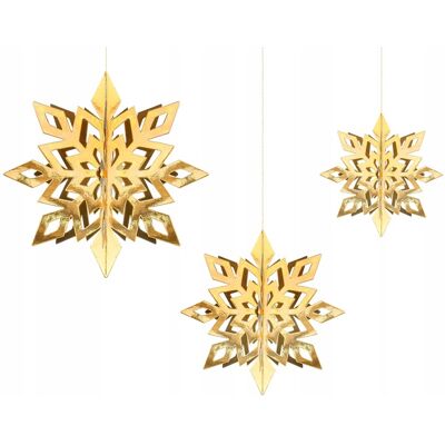 OEM Ciondoli Decorativi A Forma Di Fiocchi Di Neve Dorati, 15-25 Cm, 6 Pezzi. OEM Ciondoli Decorativi A Forma Di Fiocchi Di Neve Dorati, 15-25 Cm, 6 Pezzi.